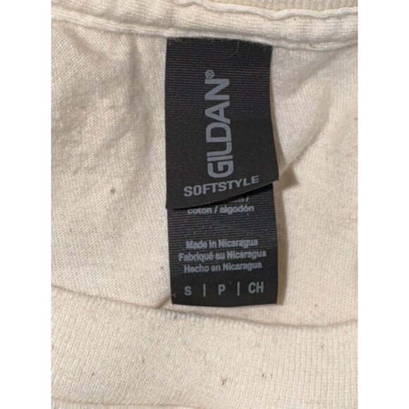 Champion Volcano Graphic Mens T-Shirt By Gildan Softstyle S Beige Cotton Casual - Picture 3 of 7